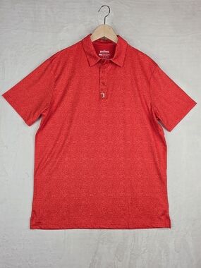 Bogey Bros Golf Polo Mens L Red Heather Novelty 69 Design 4 Way Stretch Shirt